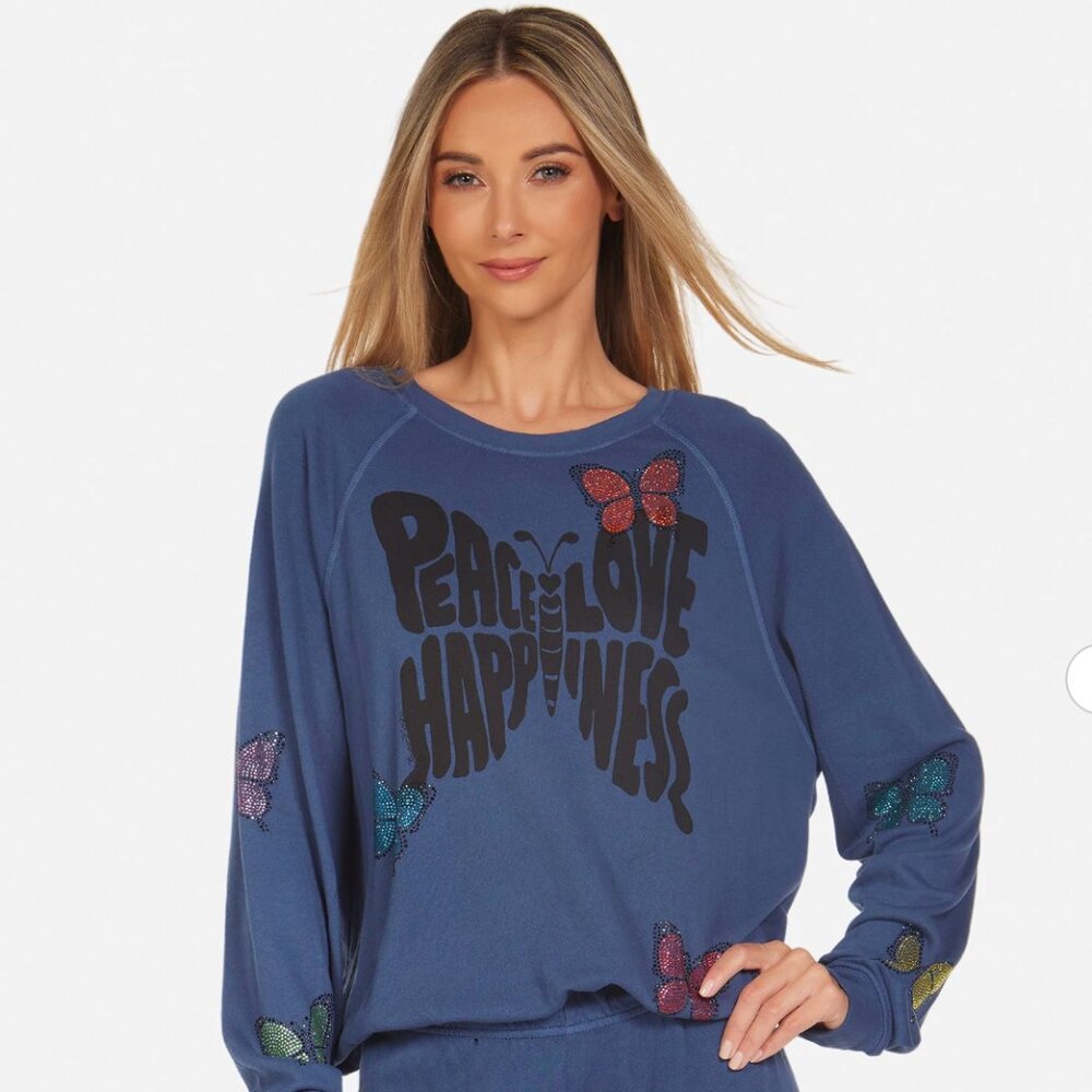 LAUREN MOSHI ✌️❤️🦋 Peace Love Happiness Butterfly Sweatshirt   - NWT - LAST ONE